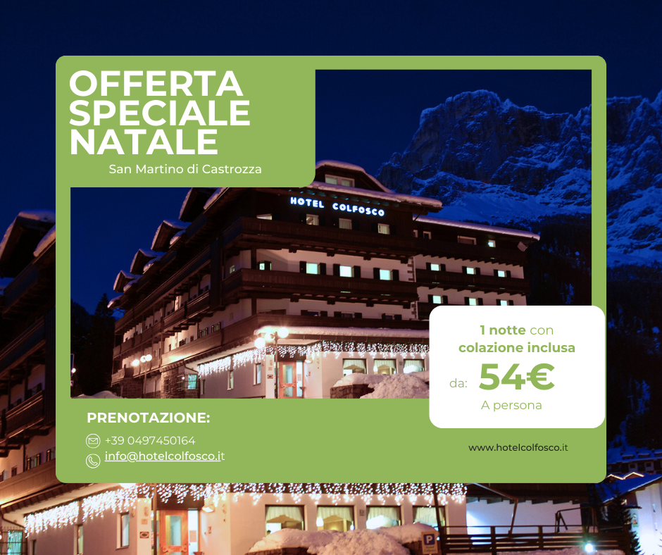 1 notte a San Martino di Castrozza a Natale a partire da 54€