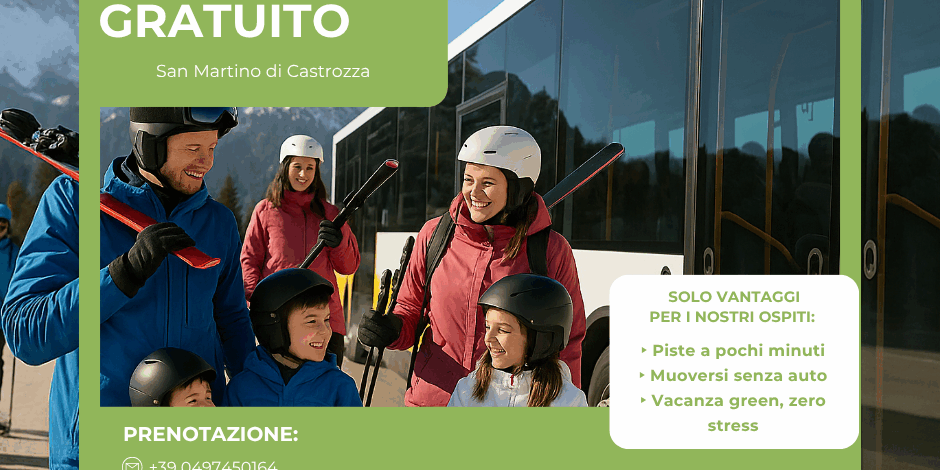 Ski bus gratuito a San Martino di Castrozza per gli ospiti dell’Hotel Colfosco Ski bus gratuito a San Martino di Castrozza per gli ospiti dell'Hotel Colfosco